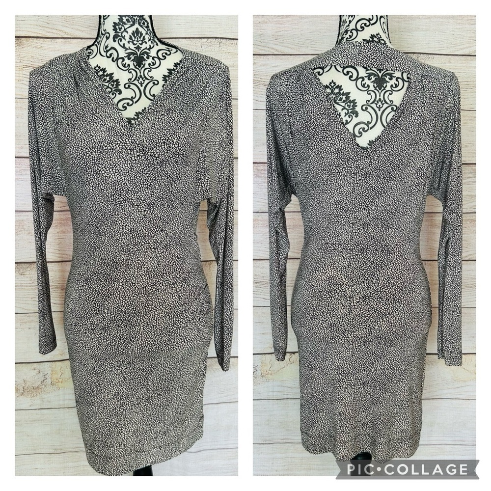 BCBGeneration Women’s Long Dolman Sleeve Faux Wrap Cutout Back Knit Dress